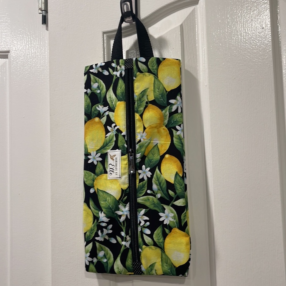 New Lemon and polka dot travel Shoe Bag (Made by Elle)